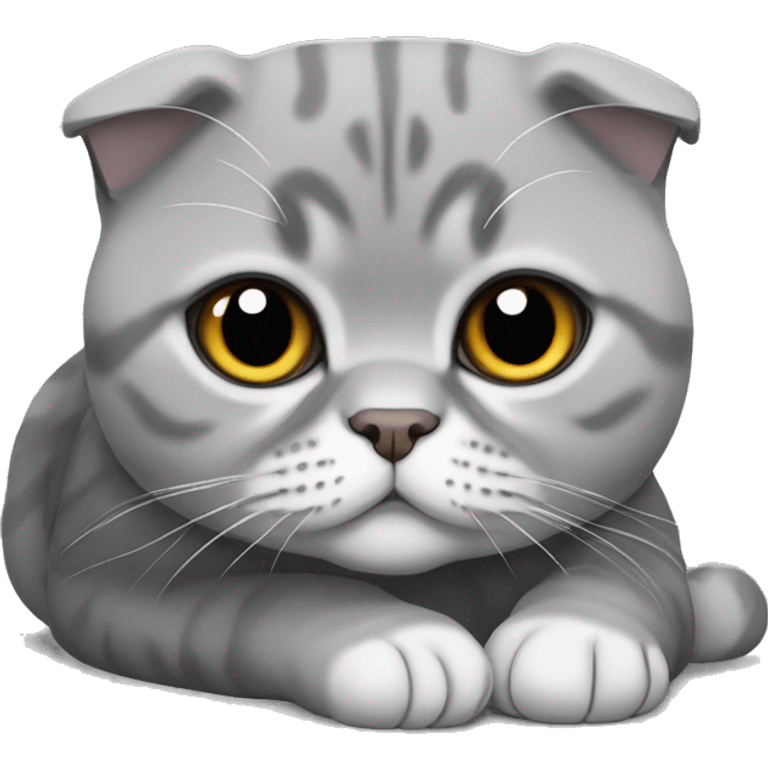 Gray Scottish fold laying emoji