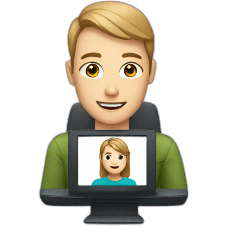 monitor with the video call on the screen emoji