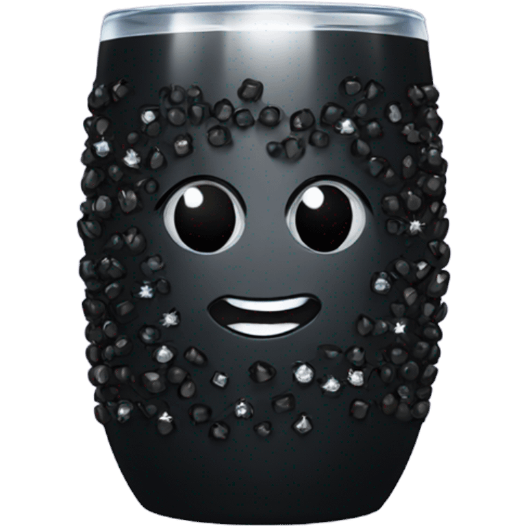 black tumbler with diamonds emoji