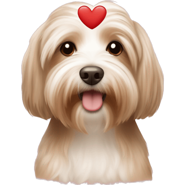 Light Brown havanese with hearts around her Head  emoji