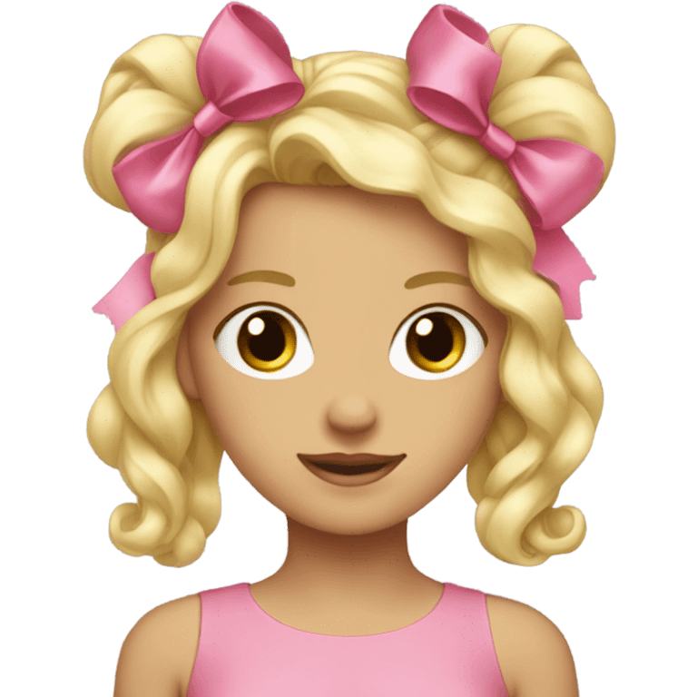 blonde girl with pink bows in her hair  emoji