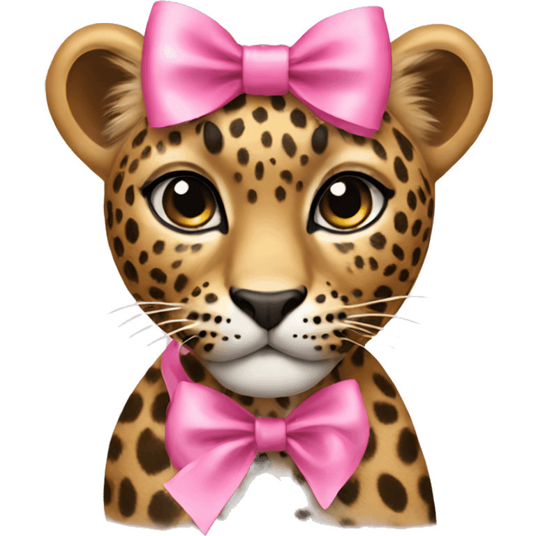 leopard with pink bow  emoji