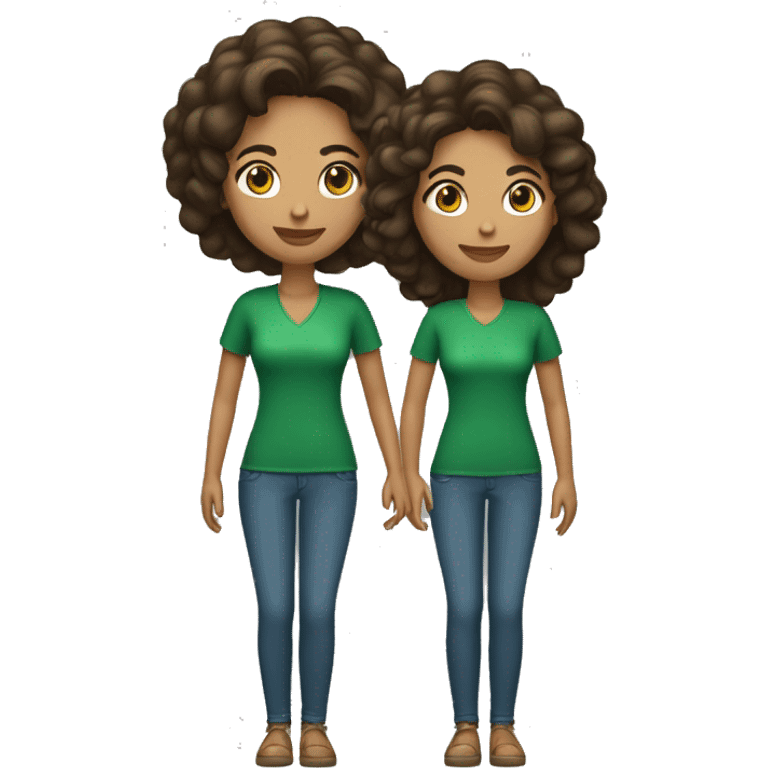 mujer morena, pelo marón ropa verde emoji