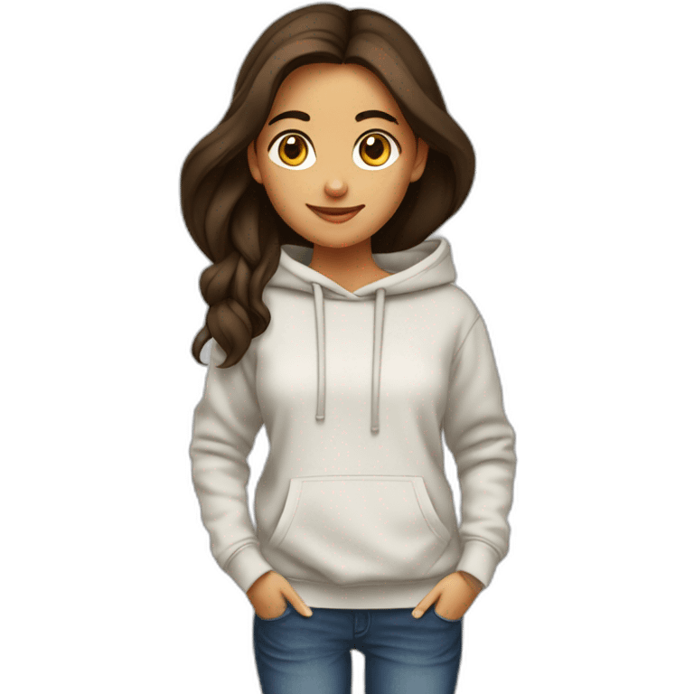 fille brune sweat capuche emoji