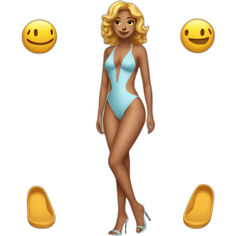 sexy woman on high heels swimming suit emoji