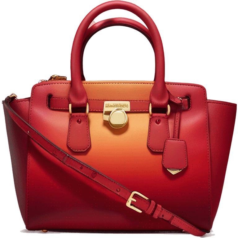 Realistic isolated dark red to candy apple red ombre Michael Kors satchel purse.  emoji