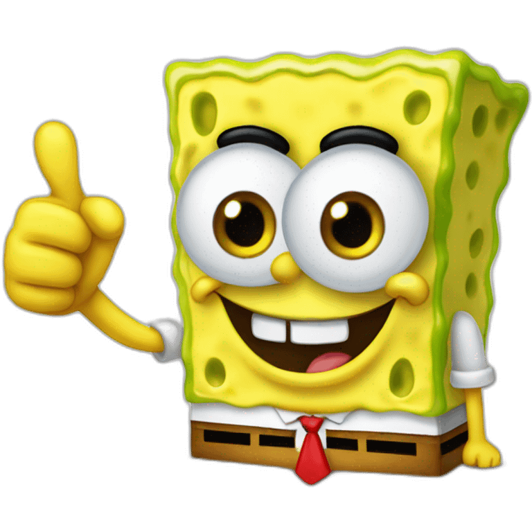 SpongeBob with red eyes giving the thumbs up emoji