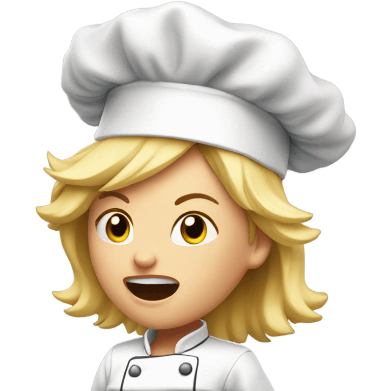 The angriest female chef with blonde hair yelling curse words emoji