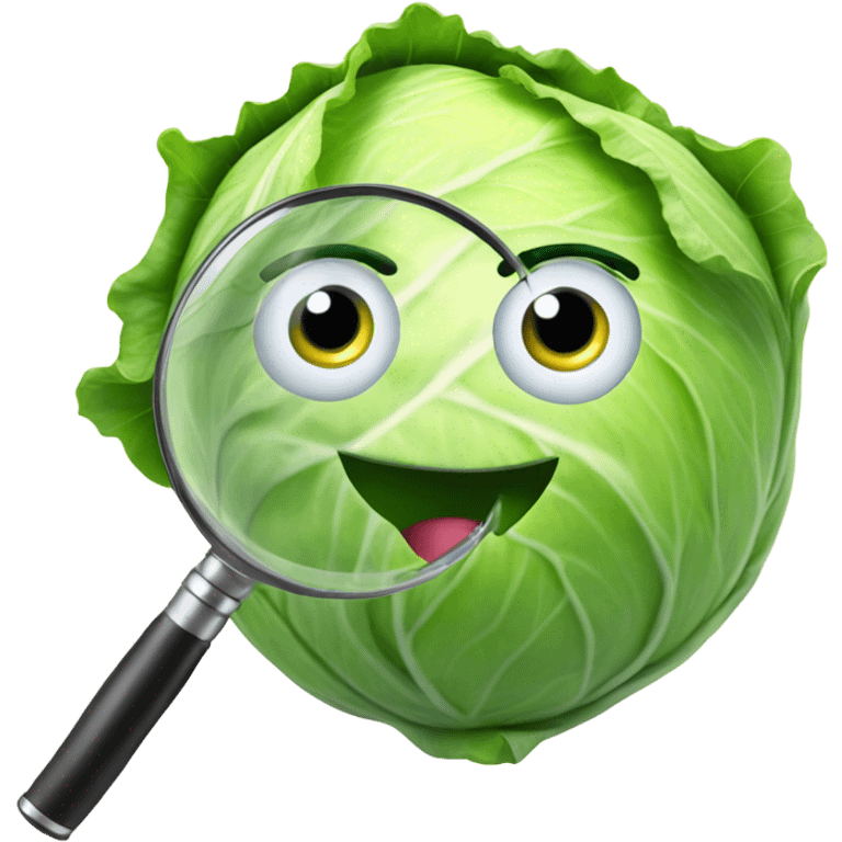 happy cabbage hold magnifying glass emoji