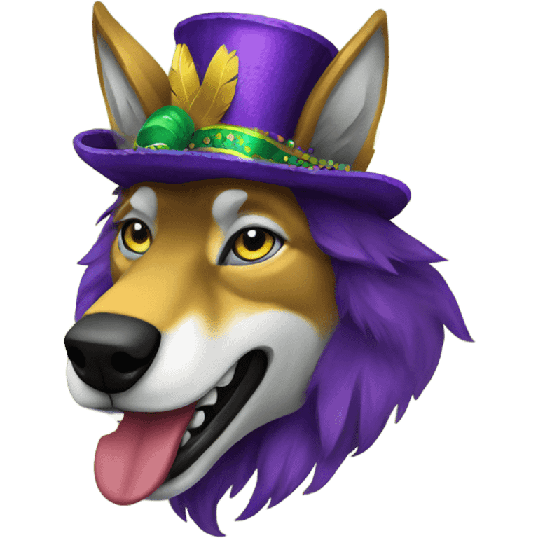 Mardi Gras wolf emoji