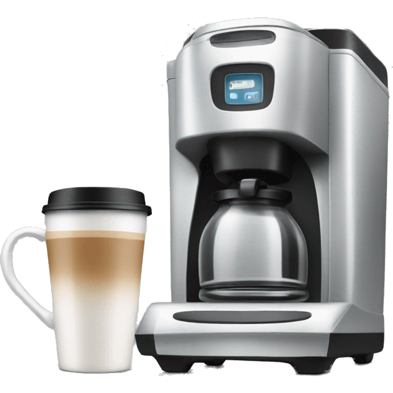 Coffee machine with a coffee mug and a milk container emoji