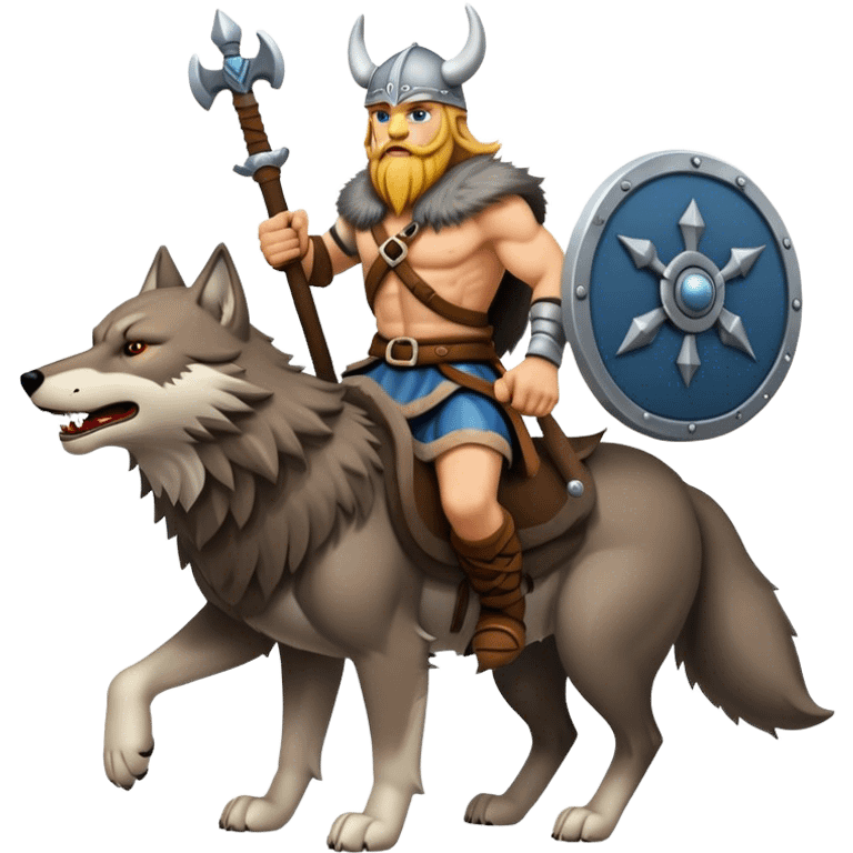 Viking Warrior Riding A Wolf  emoji