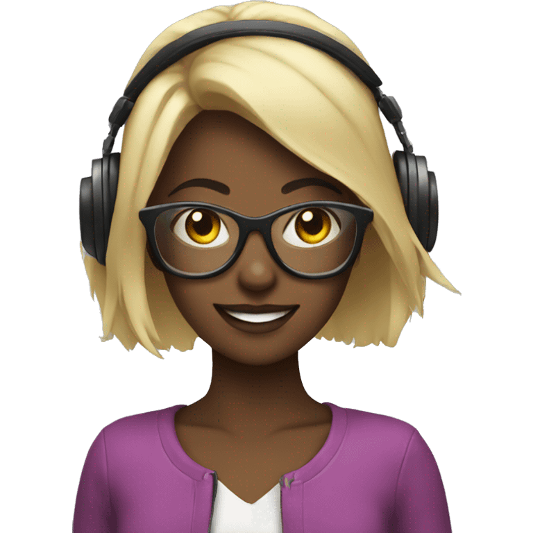 Girl with glasses DJing emoji