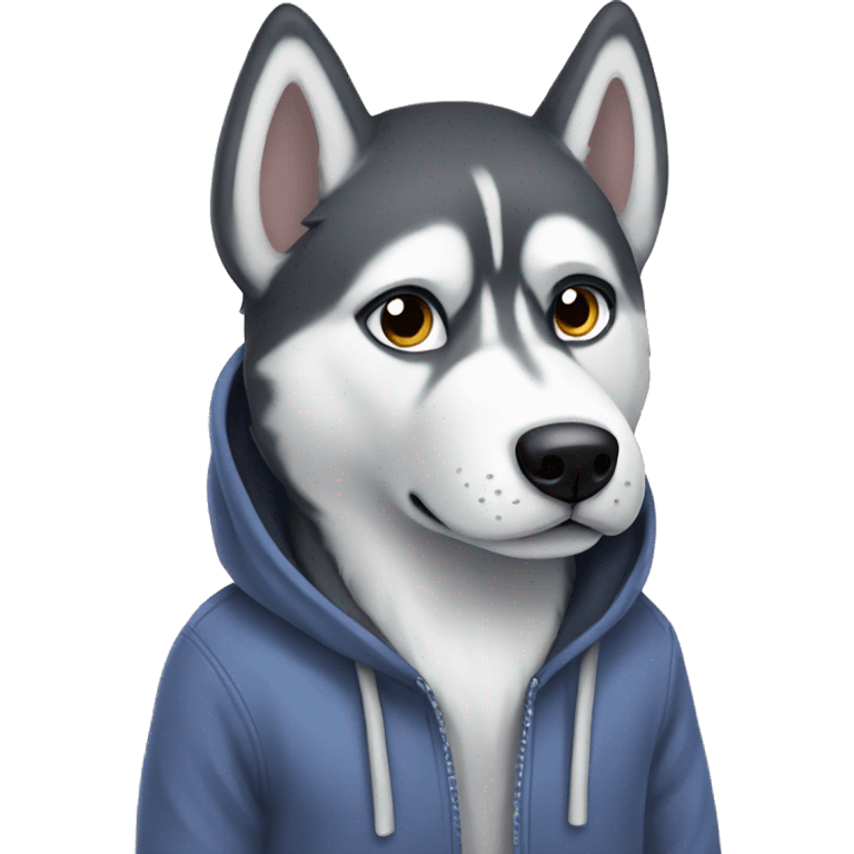 Husky wearing hoodie emoji