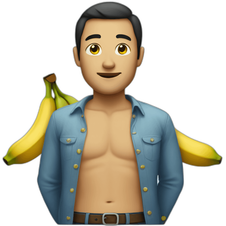 man with banana under chest emoji