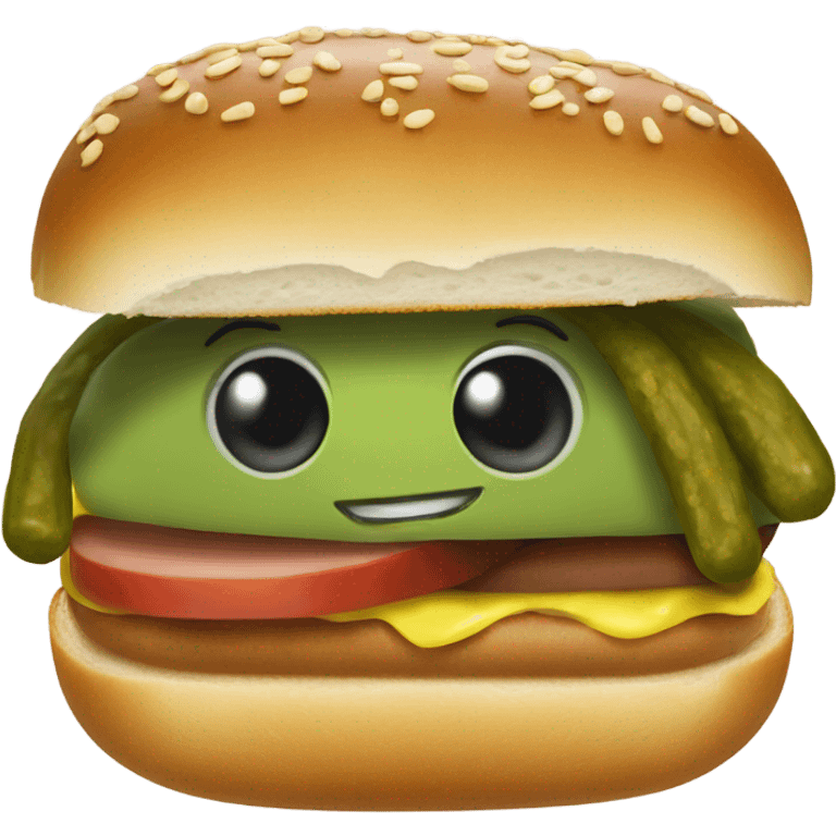 A pickle on hot dog bun emoji