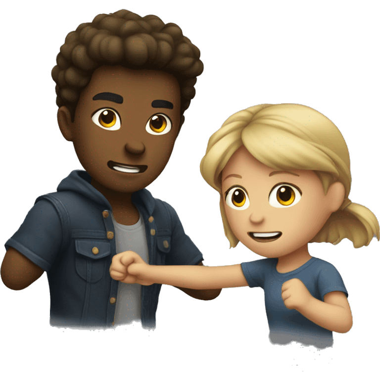 A girl and boy fighting emoji