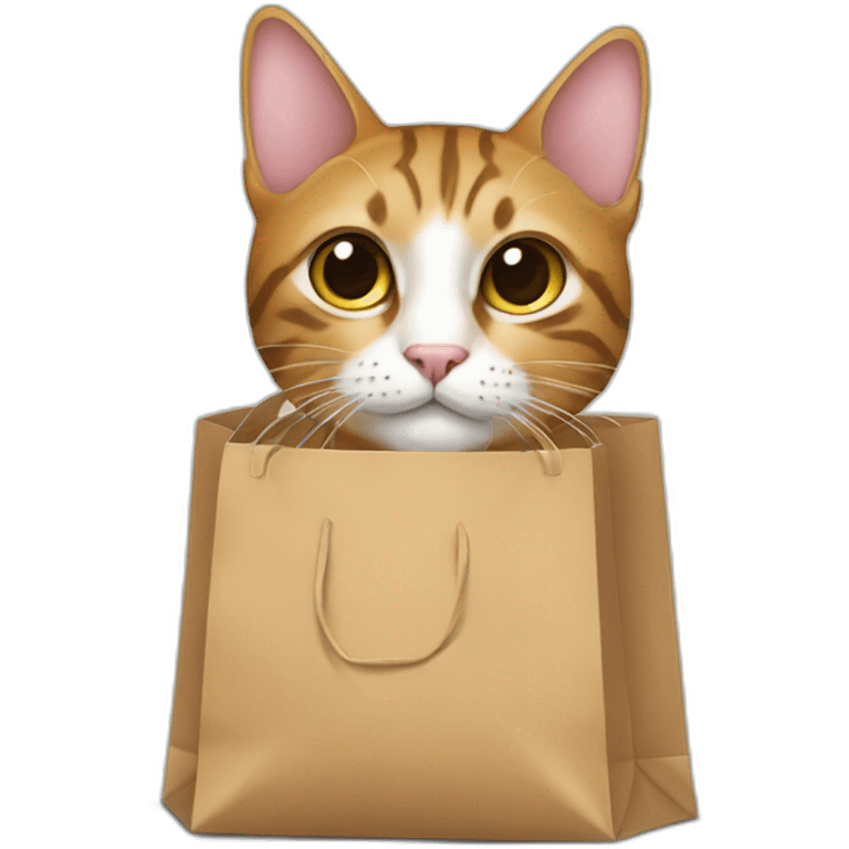 Cat sitting in shopping bag emoji