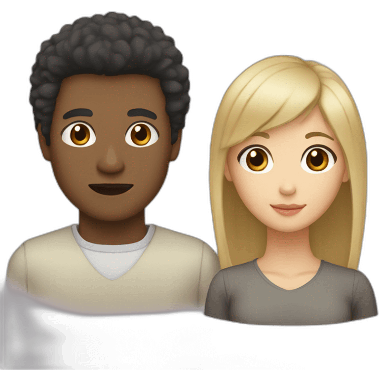 couple (1st asian woman with blonde bangs and dark hair with brown eyes 2nd black man with afro hair and brown eyes) emoji