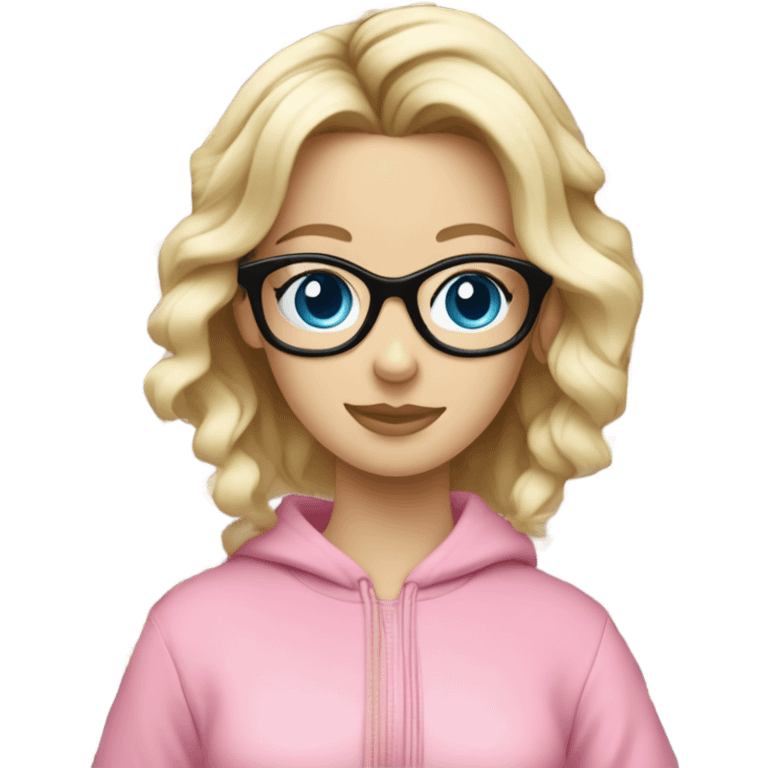 dancing-fair-haired-white-girl-pink-oversize-tracksuit-black-glasses-blue-eyes emoji