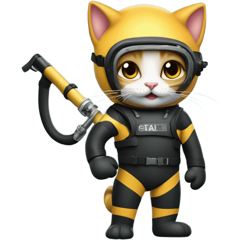 cat in scuba gear with a speargun  emoji