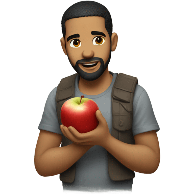 drake eating an apple emoji