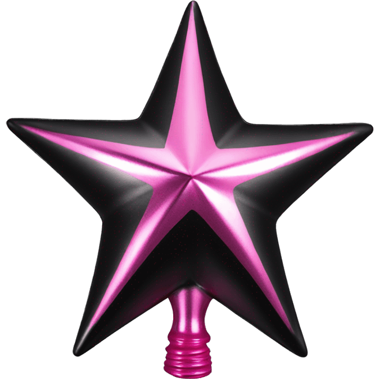 Realistic isolated black and pink metallic star christmas tree topper. emoji