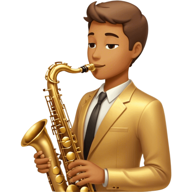 Cinematic Realistic Saxophone, smooth, curving brass body with a golden finish, soft reflections of warm light catching the details, a player’s fingers carefully pressing the keys, glowing with a jazzy, atmospheric charm. emoji