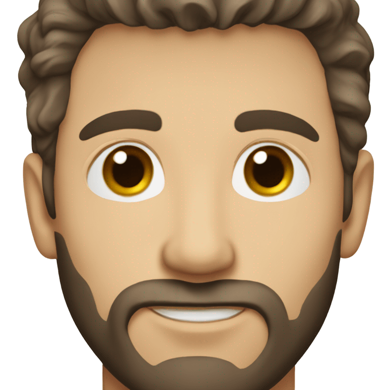 young caucasian man, dark brown hair, dark brown beard, pointed nose emoji