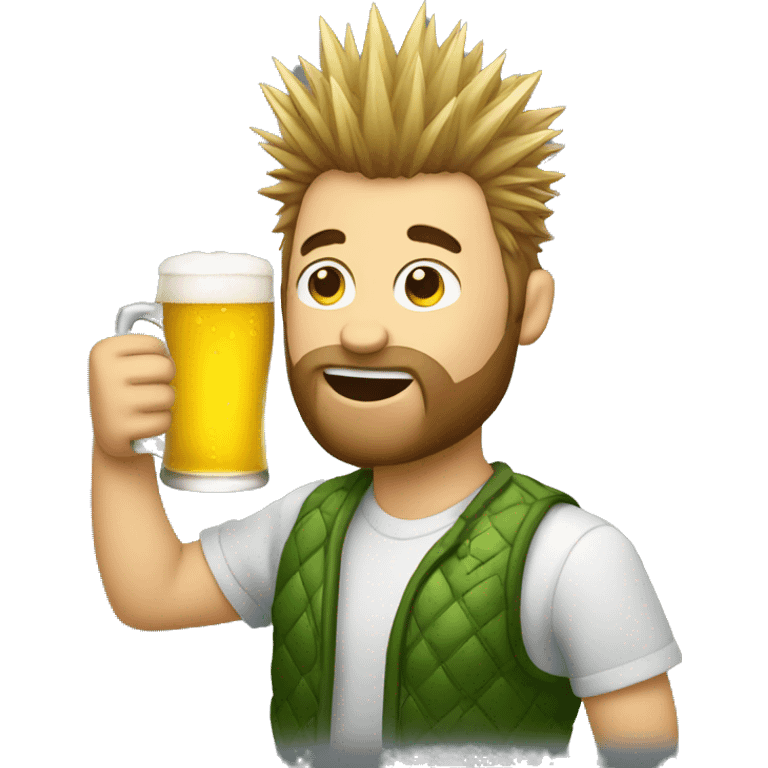 spiked hair guy drinking a beer  emoji