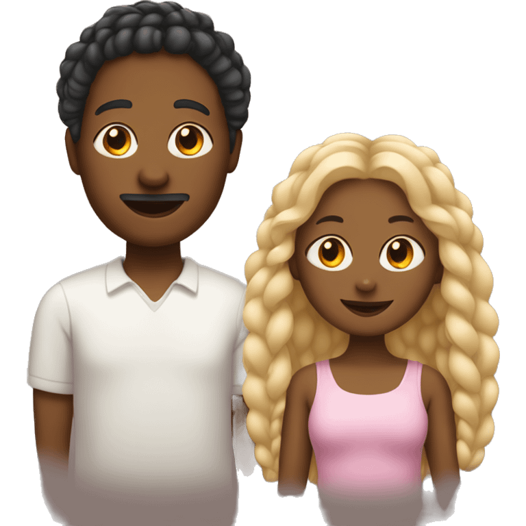 Black mom with braids , blonde and white man with tan daughter emoji