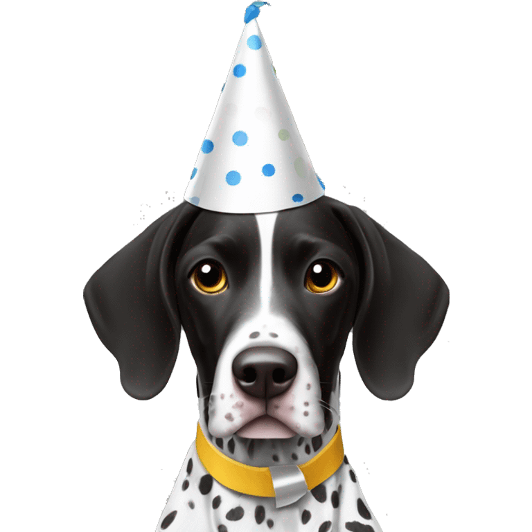 Party hat on black & white german shorthair pointer emoji