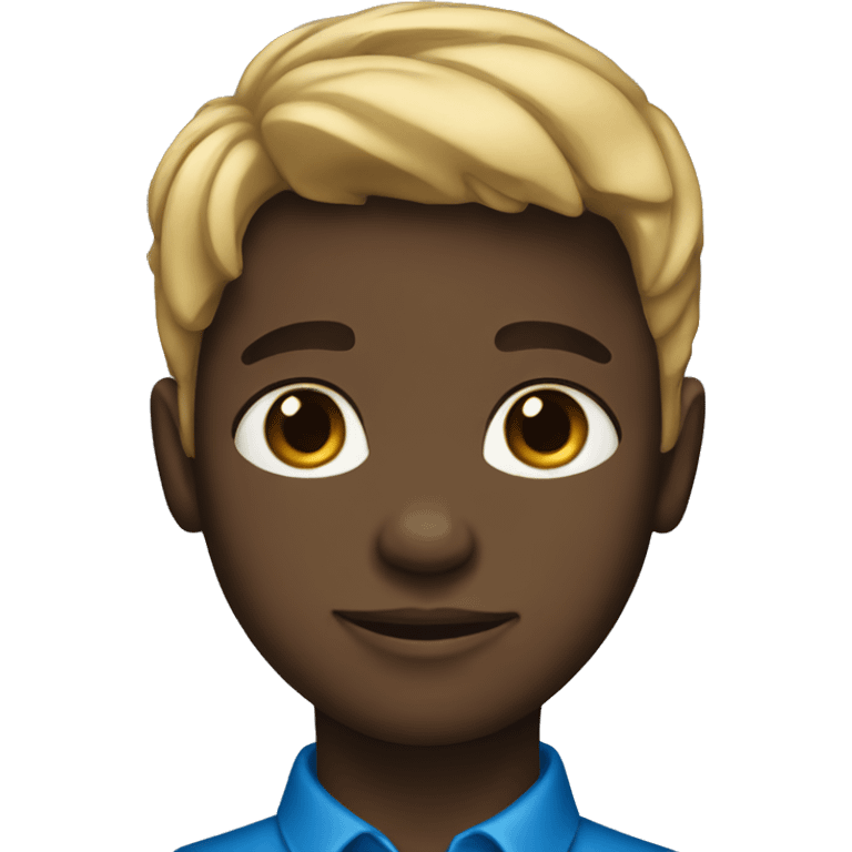 a black boy wearing a blue bow emoji