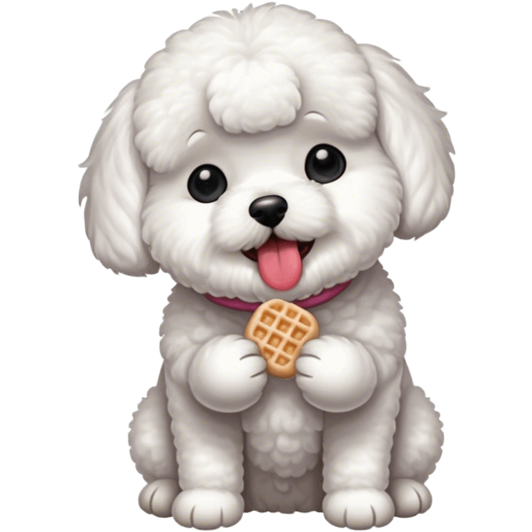 Bichon eating snacks emoji