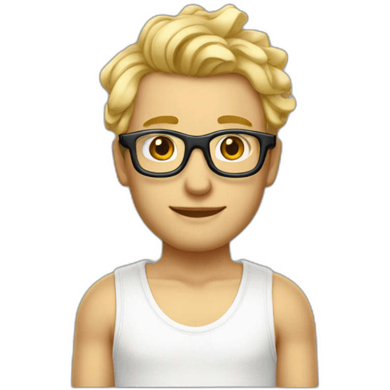 Joli homme blond aux cheveux court et boucles et des lunettes emoji