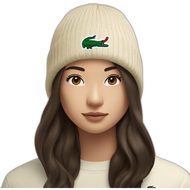 Brunette lacoste beanie with lacoste emoji