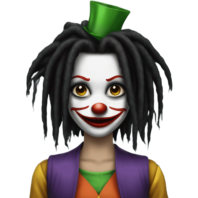 Joker Clown girl, black dreadlocks emoji