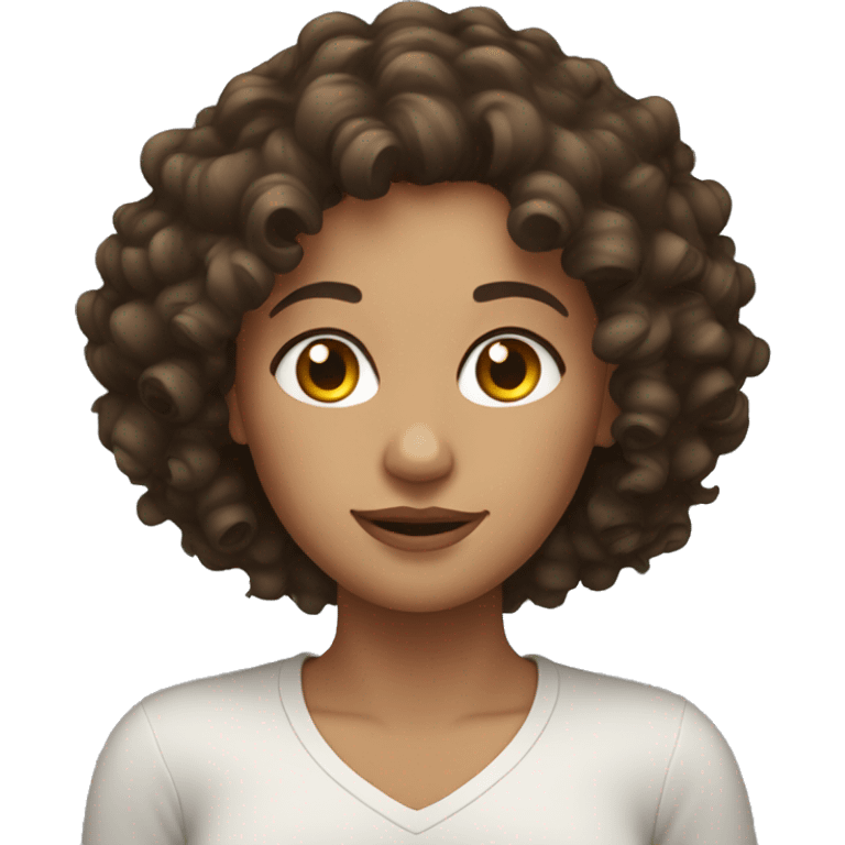 Brunette woman, curly hair emoji