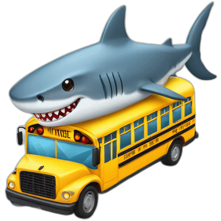 shark driving a school bus emoji