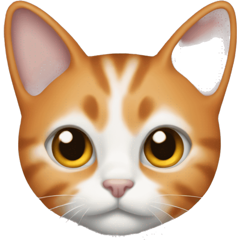 cat colored one ear orange and other ear black and the face is white emoji