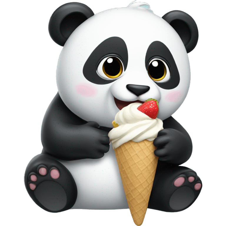 Panda eating ice cream emoji