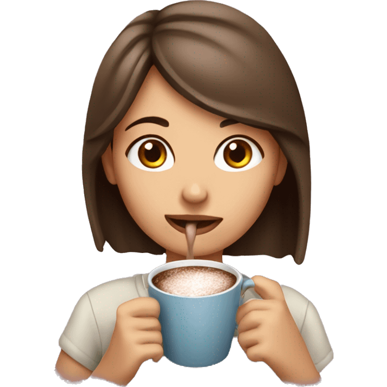 girl drinking out of a cup hot chocolate emoji