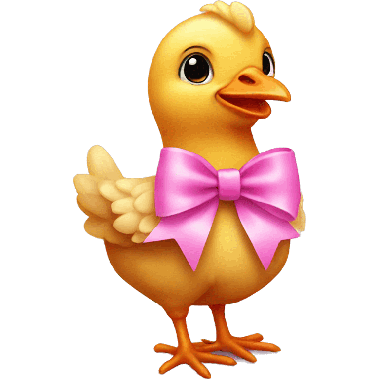 Baby chicken with pink bow emoji