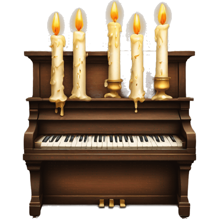 vintage piano with melted candles on top emoji