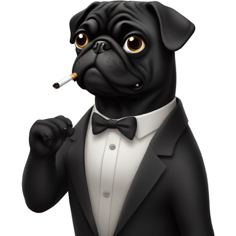 Black pug smoking  emoji