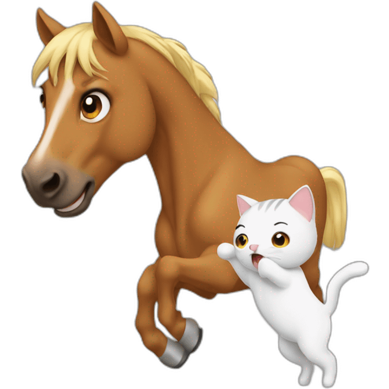 a horse slapping a cat emoji