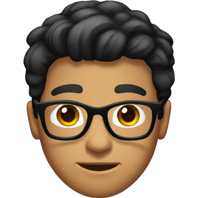 young man tanned whit black hair straight whit glasses emoji