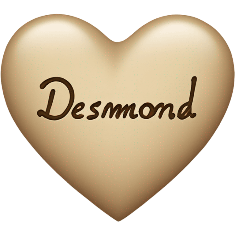 Beige heart with Desmond written on the inside emoji