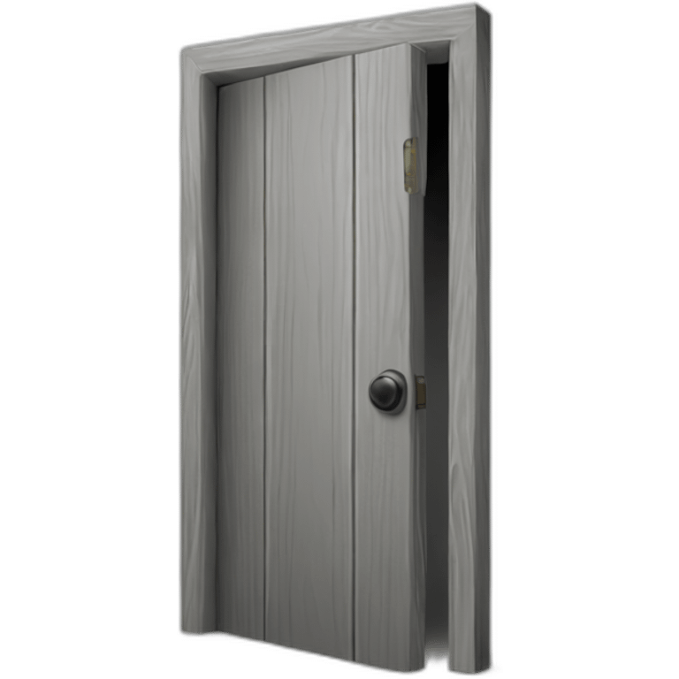 One gray wood open door perspective emoji