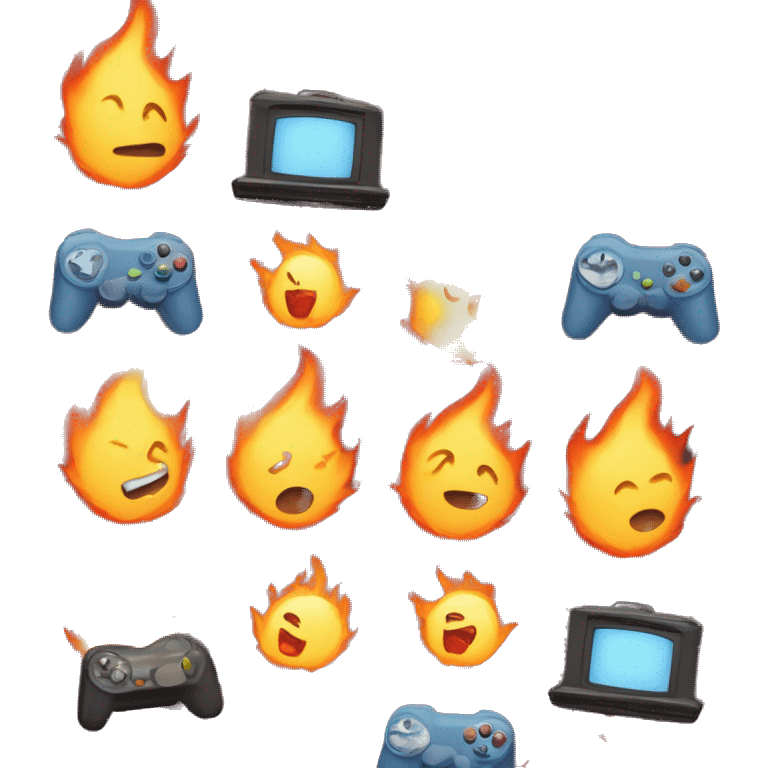 Ball of fire and gas playing video games emoji